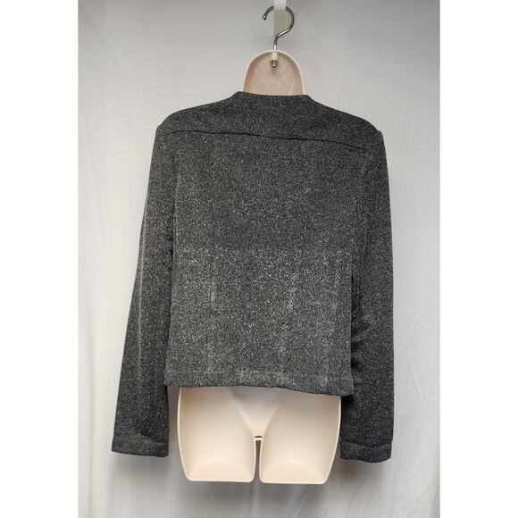 Catherine Malandrino - Charcoal Zip-Up Knit Long Sleeve Moto Jacket Sz Medium - Picture 5 of 7